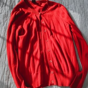 Womens Ann Taylor Cardigan Red